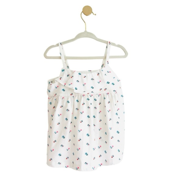 GAP White Floral Print Spaghetti Strap Top with Ruffle Girls 2T - SO Pretty - Picture 1 of 5
